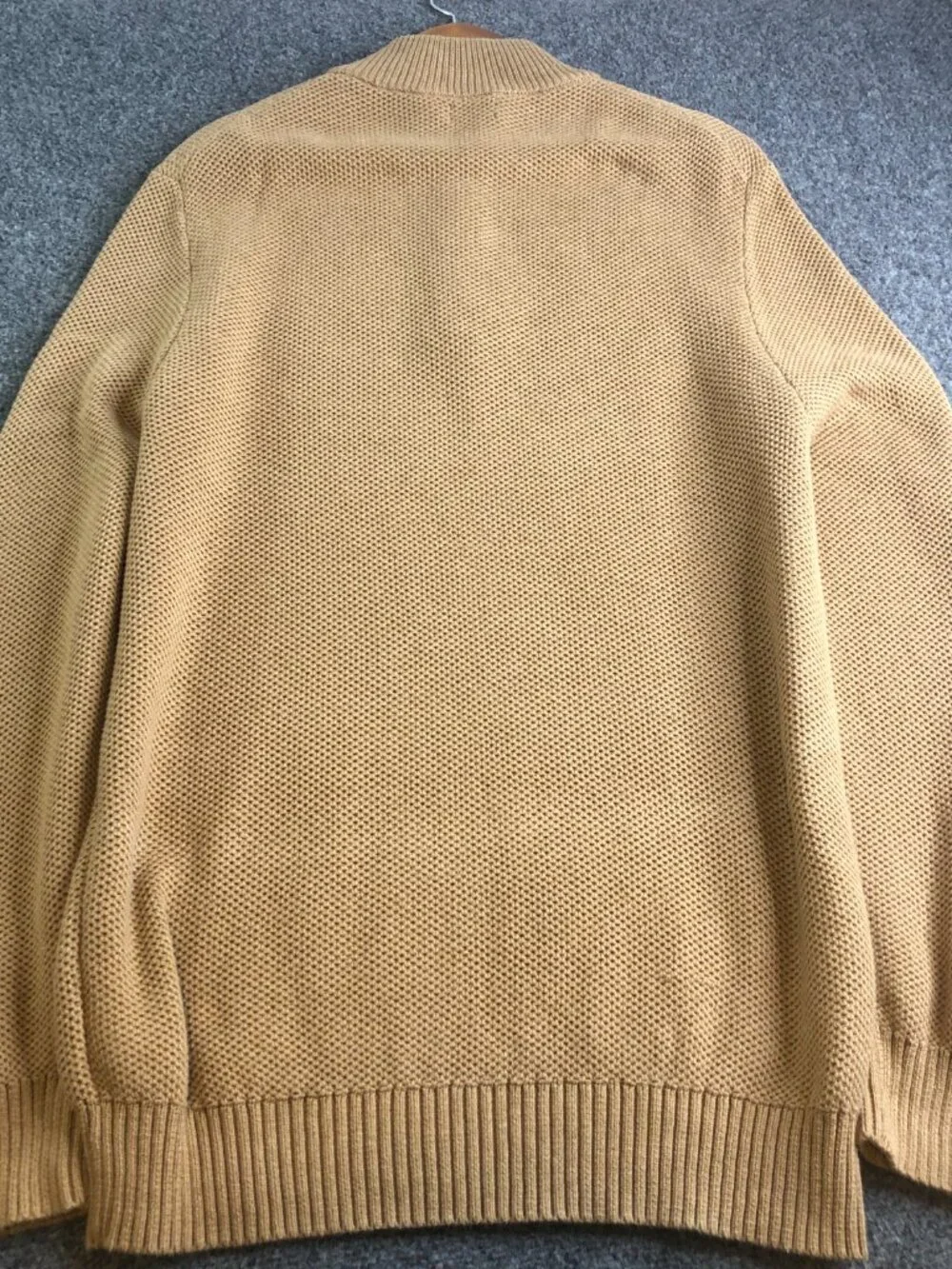 J. Crew Sweater Mens XL Tan 1/4 Zip Honeycomb Knit Pullover Long Sleeve Cotton